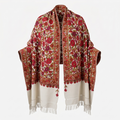 Hand-embroidered floral shawl, one of one